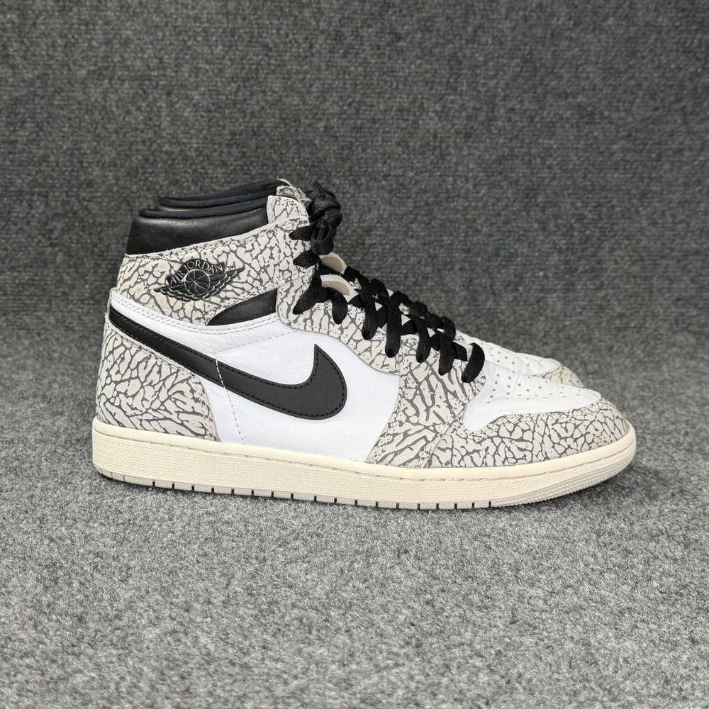 Jordan 1 Retro High OG Shoes Men's 10 White Cement Athletic Basketball Sneakers